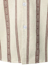Men's Vintage Camp Collar Striped Print Holiday Short Sleeve Button Up Linen Shirt