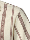 Men's Vintage Camp Collar Striped Print Holiday Short Sleeve Button Up Linen Shirt