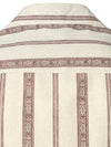 Men's Vintage Camp Collar Striped Print Holiday Short Sleeve Button Up Linen Shirt