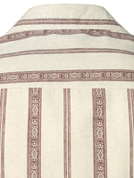 Men's Vintage Camp Collar Striped Print Holiday Short Sleeve Button Up Linen Shirt