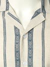 Men's Striped Print Camp Collar Short Sleeve Summer Button Up Linen Shirt