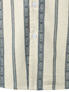Men's Striped Print Camp Collar Short Sleeve Summer Button Up Linen Shirt