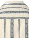 Men's Striped Print Camp Collar Short Sleeve Summer Button Up Linen Shirt