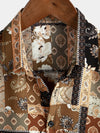 Men's Vintage Paisley Floral Patchwork Short Sleeve Retro Summer Button Up Shirt
