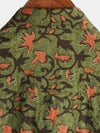 Men's Vintage Cotton Hawaiian Floral 70s Beach Short Sleeve Button Up Shirt