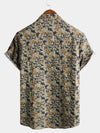 Men's Cotton 70s Vintage Hawaiian Floral Beach Short Sleeve Button Up Shirt