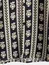 Men's Floral Navy Blue Striped Short Sleeve Vintage Retro Summer Button Up Shirt