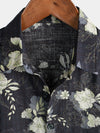 Men's Cotton Vintage Hawaiian Floral Cool Beach Short Sleeve Button Up Shirt
