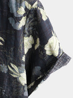 Men's Cotton Vintage Hawaiian Floral Cool Beach Short Sleeve Button Up Shirt