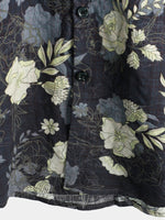 Men's Cotton Vintage Hawaiian Floral Cool Beach Short Sleeve Button Up Shirt