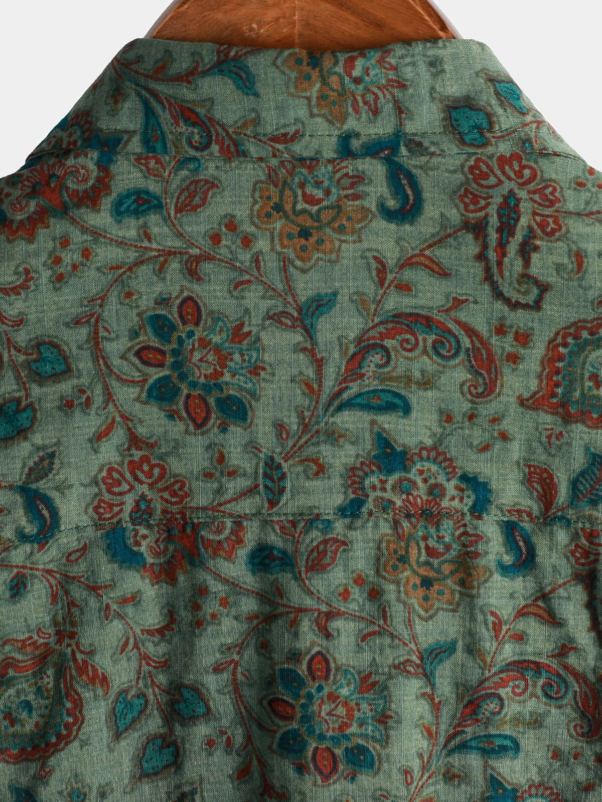 Men's Retro Paisley 70s Green Holiday Button Up Vintage