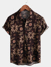 Men's Summer Retro Floral Print Boho Holiday Beach Short Sleeve Shirt