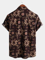 Men's Summer Retro Floral Print Boho Holiday Beach Short Sleeve Shirt