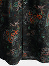 Men's Black Hawaiian Retro Floral Print Summer Button Up Short Sleeve Shirt