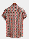Men's Casual Retro Geometric Button Up Cool Short Sleeve Summer Shirt