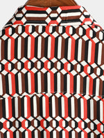Men's Casual Retro Geometric Button Up Cool Short Sleeve Summer Shirt