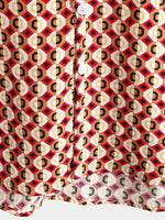 Men's Retro Geometric 70s Disco Party Button Up Summer Short Sleeve Shirt