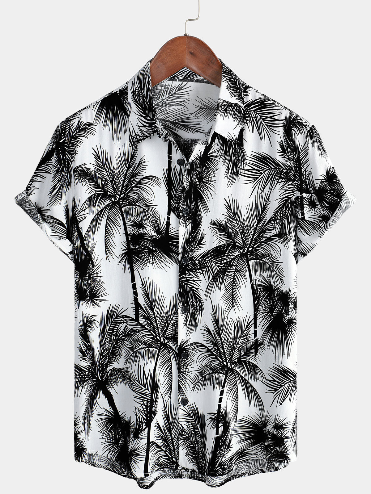 Men's Tropical Palm Tree Button Up Hawaiian Short Sleeve Shirt