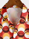Men's Retro Button Up Vintage Orange 70s Party Geometric Summer Beach Short Sleeve Shirt