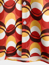 Men's Retro Button Up Vintage Orange 70s Party Geometric Summer Beach Short Sleeve Shirt