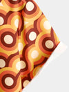Men's Orange 70s Retro Button Up Vintage Geometric Circle Summer Beach Short Sleeve Shirt