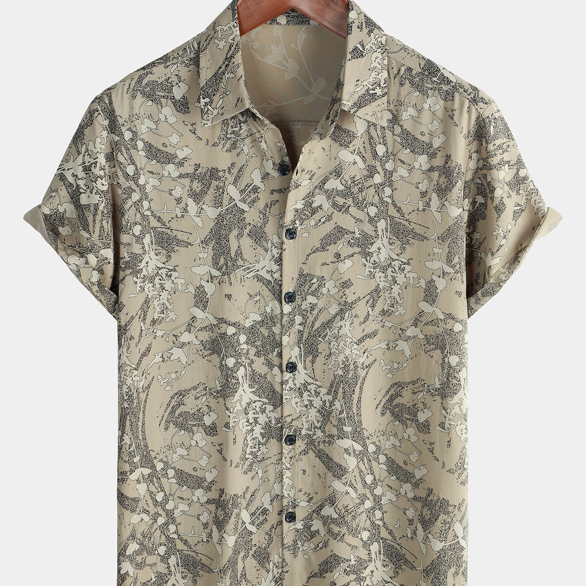 Men's Summer Holiday Soft Retro Rayon Floral Button Up Short Sleeve Shirt