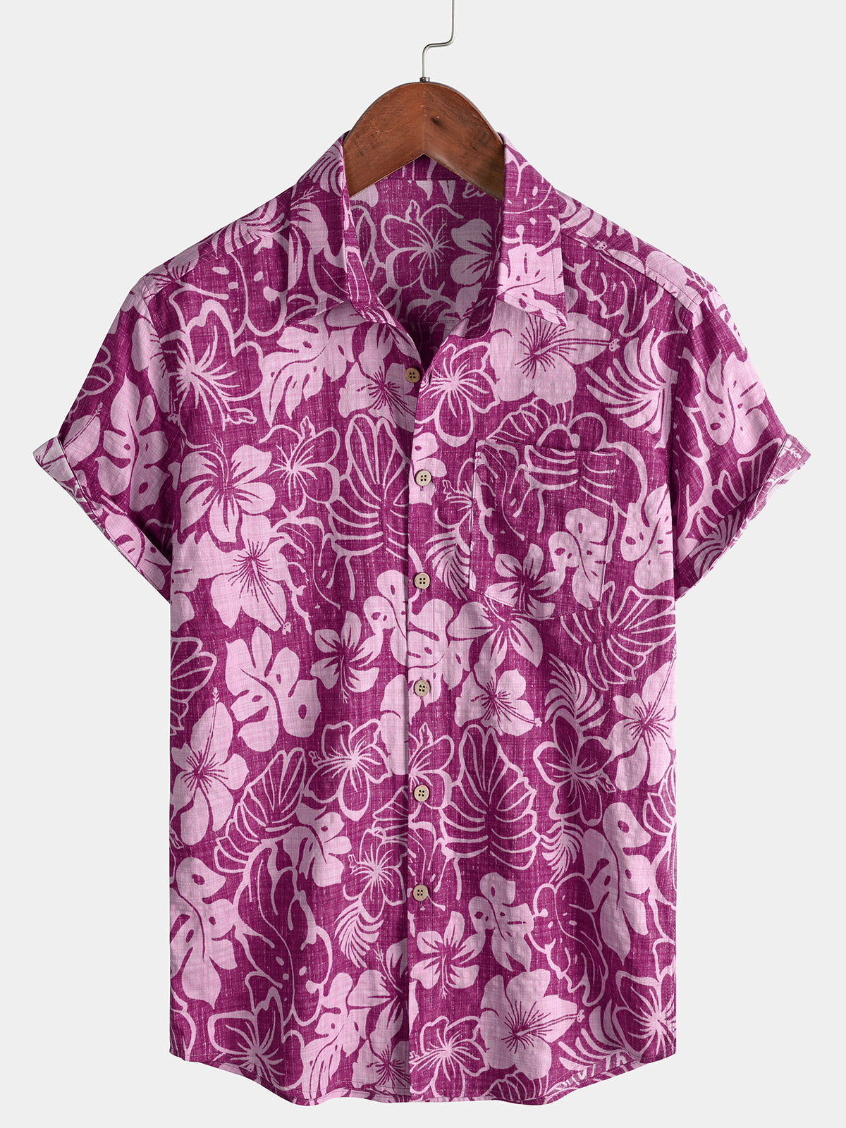 Men’s Lightweight Cool Hibiscus Print Short Sleeve Vacation Shirt
