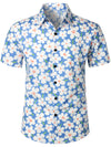 Men's Summer Floral Print Holiday Flower Resort Casual Lapel Light Blue Short Sleeve Shirt