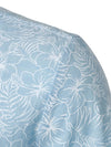 Men's Cotton Floral Holiday Flower Print Button Up Beach Light Blue Hawaiian Short Sleeve Shirt