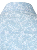 Men's Cotton Floral Holiday Flower Print Button Up Beach Light Blue Hawaiian Short Sleeve Shirt