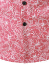 Men's Cotton Floral Holiday Flower Print Button Up Beach Pink Hawaiian Short Sleeve Shirt