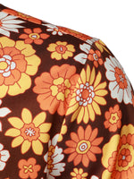 Men's Floral Vintage Flower Button Up 70s Themed Disco Party Short Sleeve Beach Summer Shirt