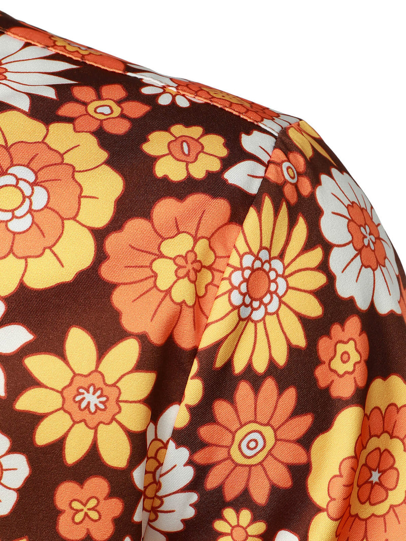 Men's Floral Vintage Flower Button Up 70s Themed Disco Party Short Sleeve Beach Summer Shirt