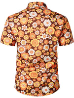 Men's Floral Vintage Flower Button Up 70s Themed Disco Party Short Sleeve Beach Summer Shirt