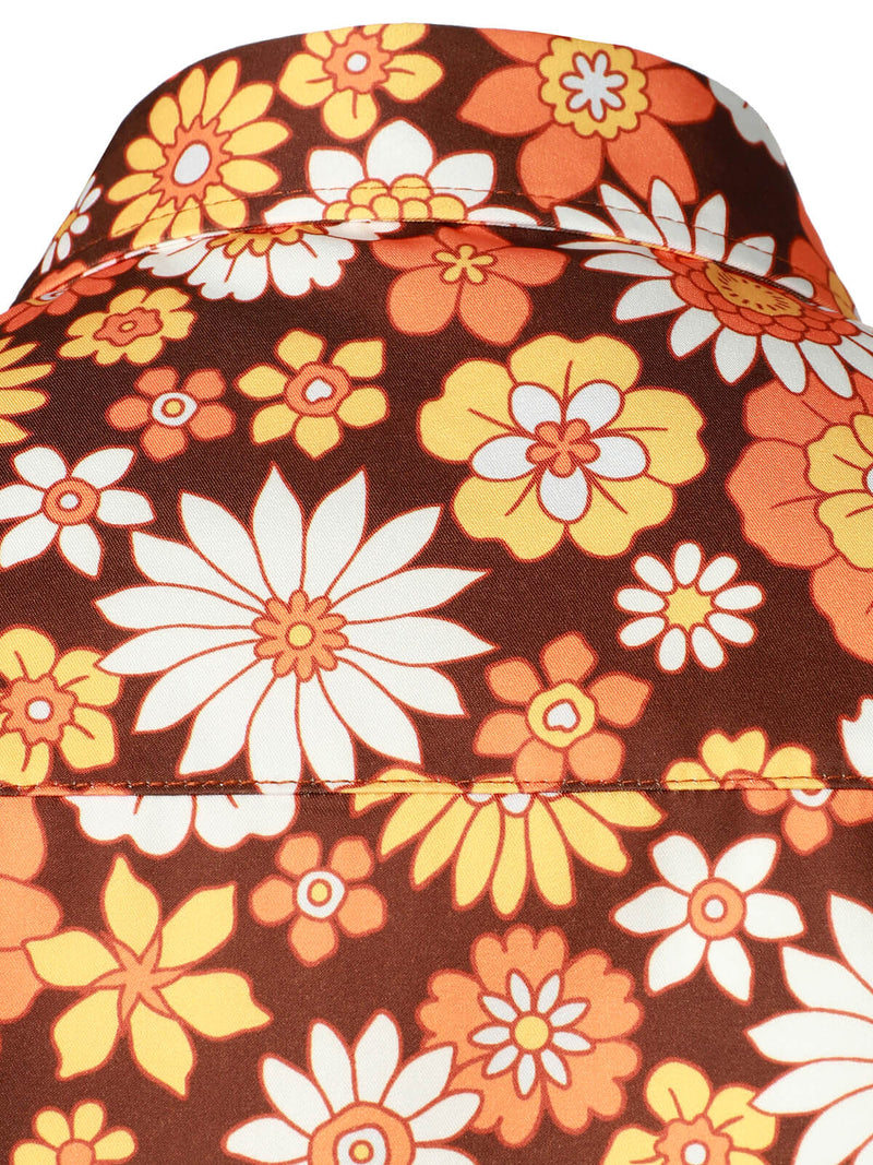 Men's Floral Vintage Flower Button Up 70s Themed Disco Party Short Sleeve Beach Summer Shirt