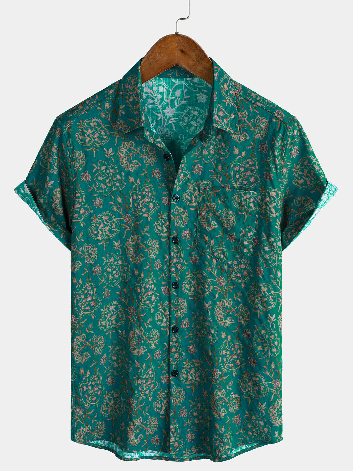 Men's Retro Print Hawaiian Short Sleeve Shirt