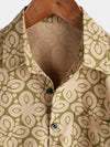 Men's Retro Floral Short Sleeve 70s Holiday Beach Pocket Vintage Button Up Shirt