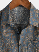 Men's Paisley Vintage Floral 70s Retro Button Up Beach Short Sleeve Shirt