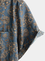 Men's Paisley Vintage Floral 70s Retro Button Up Beach Short Sleeve Shirt
