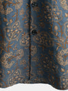 Men's Paisley Vintage Floral 70s Retro Button Up Beach Short Sleeve Shirt