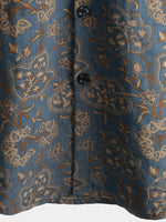 Men's Paisley Vintage Floral 70s Retro Button Up Beach Short Sleeve Shirt