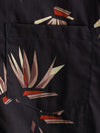 Men's Black Cotton Floral Short Sleeve Holiday Beach Pocket Button Up Shirt