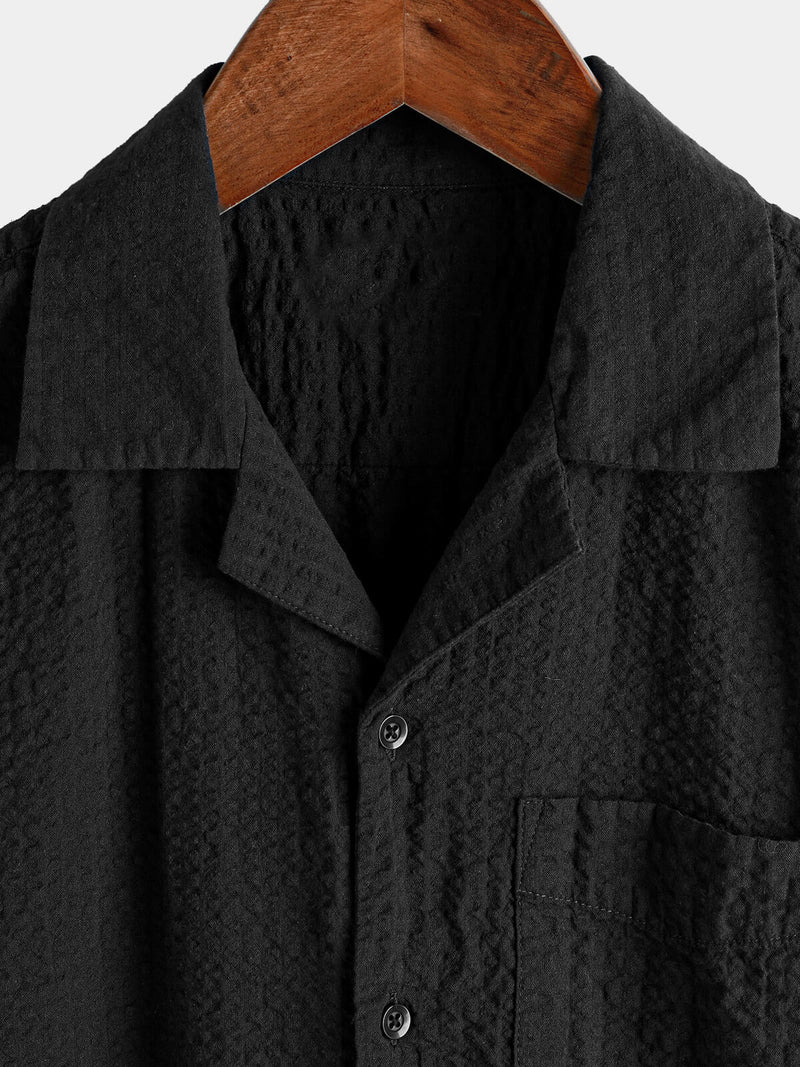 Men's Cotton Camp Button Hawaiian Beach Short Sleeve Summer Cuban Collar Shirt