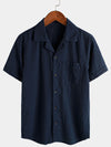 Men's Cotton Camp Button Hawaiian Beach Short Sleeve Summer Cuban Collar Shirt