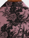 Men's Bamboo Floral Cool Summer Hawaiian Rayon Pink Button Up Short Sleeve Shirt