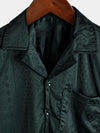 Men's Camp Hawaiian Beach Pocket Jacquard Button Up Short Sleeve Summer Cuban Collar Shirt