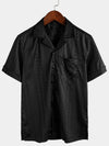 Men's Jacquard Camp Button Hawaiian Beach Short Sleeve Summer Cuban Collar Shirt