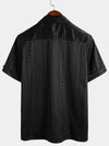 Men's Jacquard Camp Button Hawaiian Beach Short Sleeve Summer Cuban Collar Shirt