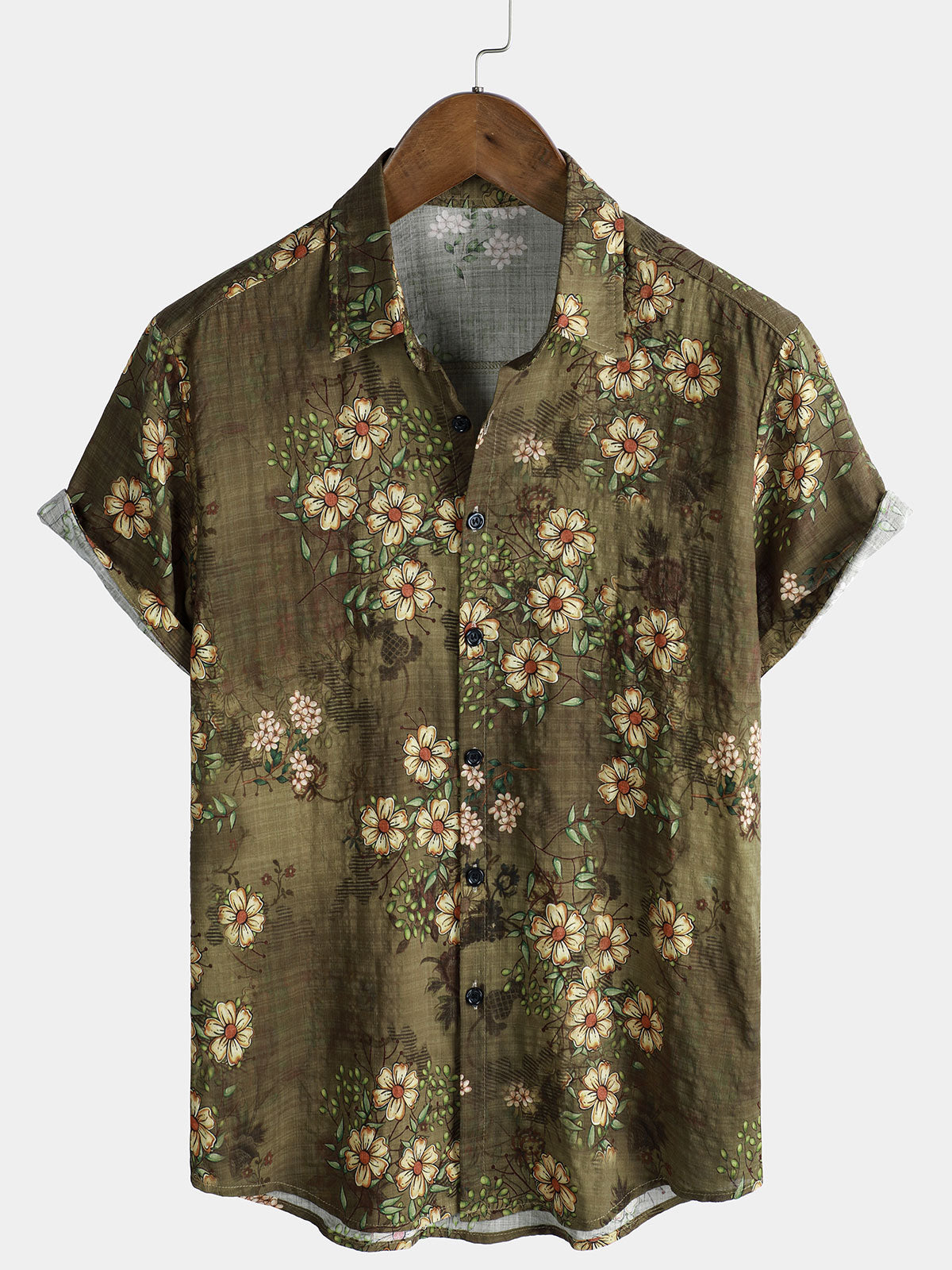 Men's Retro Floral Print Vacation Short Sleeve Shirt