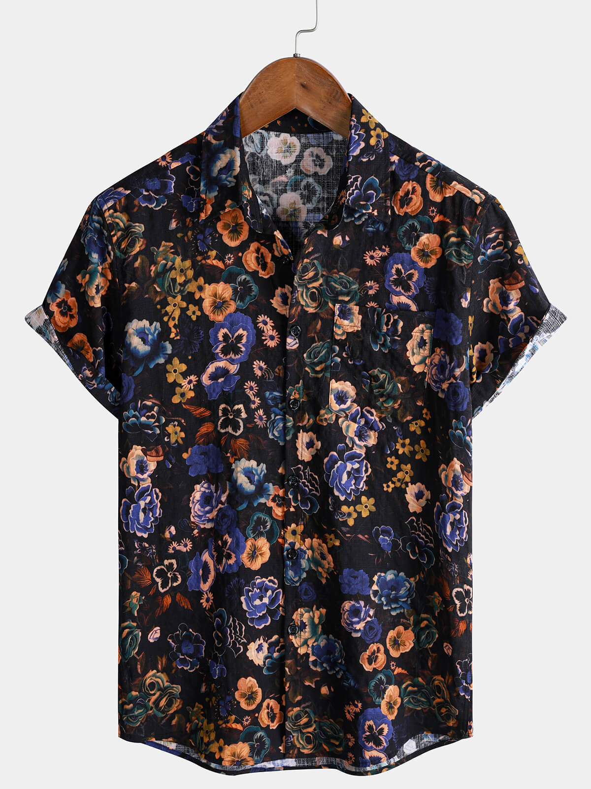 Men's Vintage Floral Print Bohemian Resort Short Sleeve Shirt